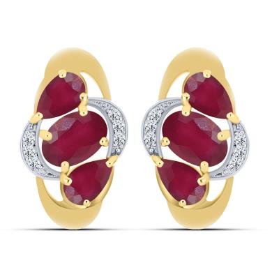 BUY 14K WITH NATURAL GLASS FILEED RUBY GEMSTONE EARRING